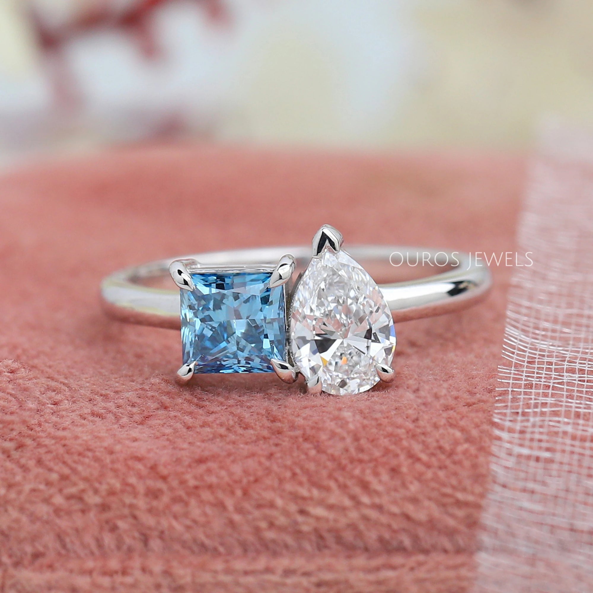 Pear and Princess Cut Toi Et Moi Ring Rings