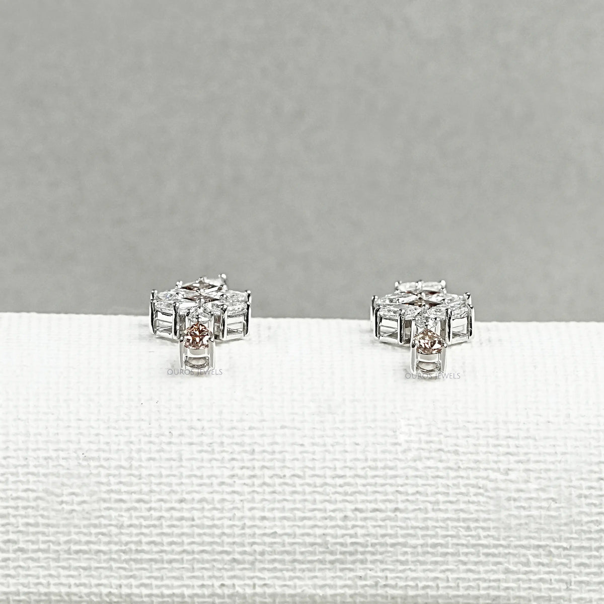 Champagne Princess Cut Lab Diamond Drop Earrings Earrings