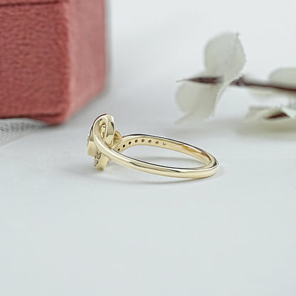 Bezel Old Mine Pear Diamond Wave Accent Ring Ring