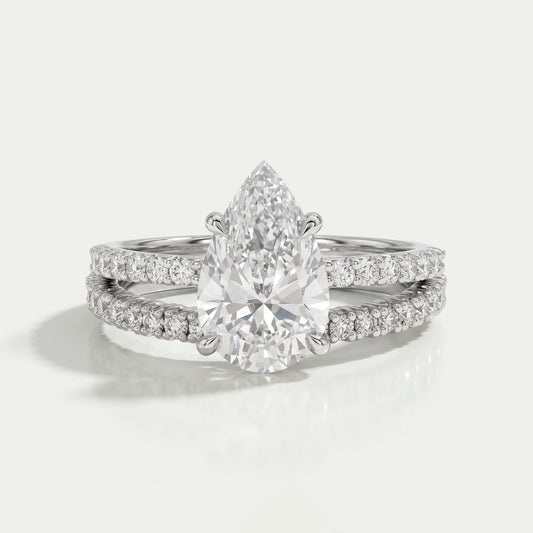 Pear Cut Solitaire Accent Bridal Ring Set