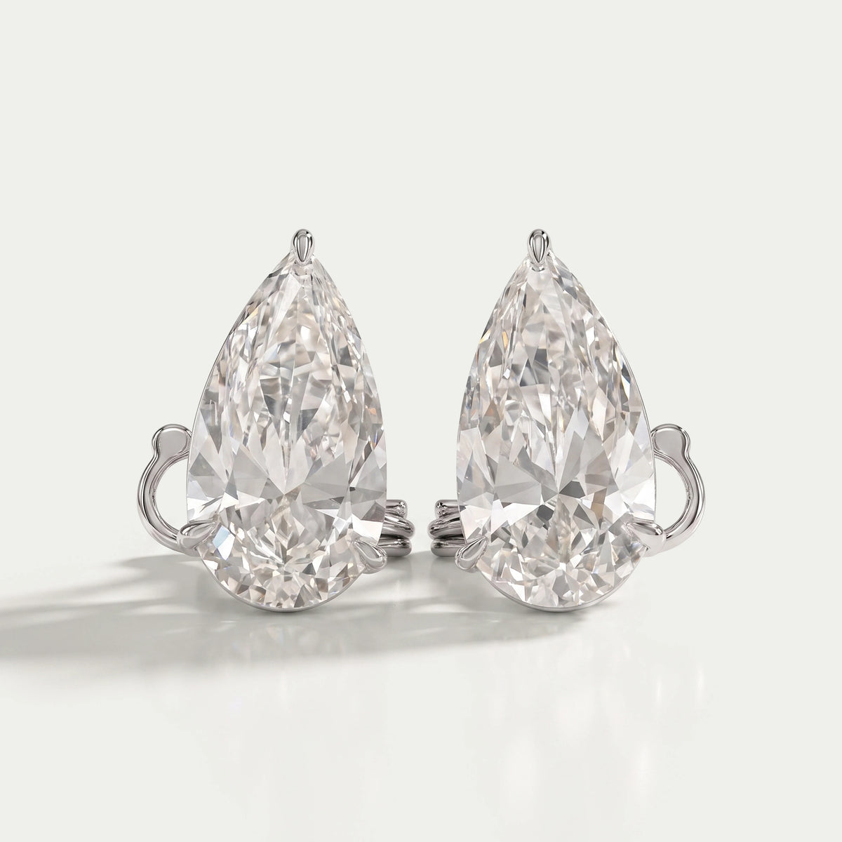 Pear Diamond Clip On Back Stud Earrings Earrings