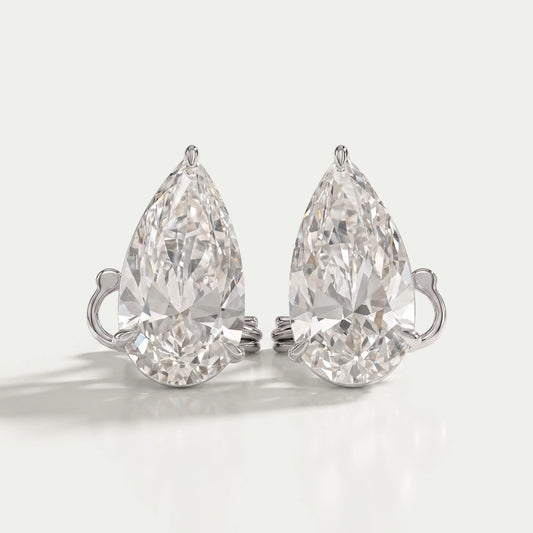 Pear Diamond Clip On Back Stud Earrings Earrings