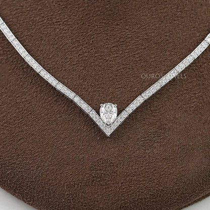 Heart And Round Cut Diamond Tennis Necklace