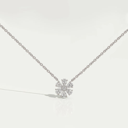 Pear Cut Lab Diamond Flower Pendant Necklaces