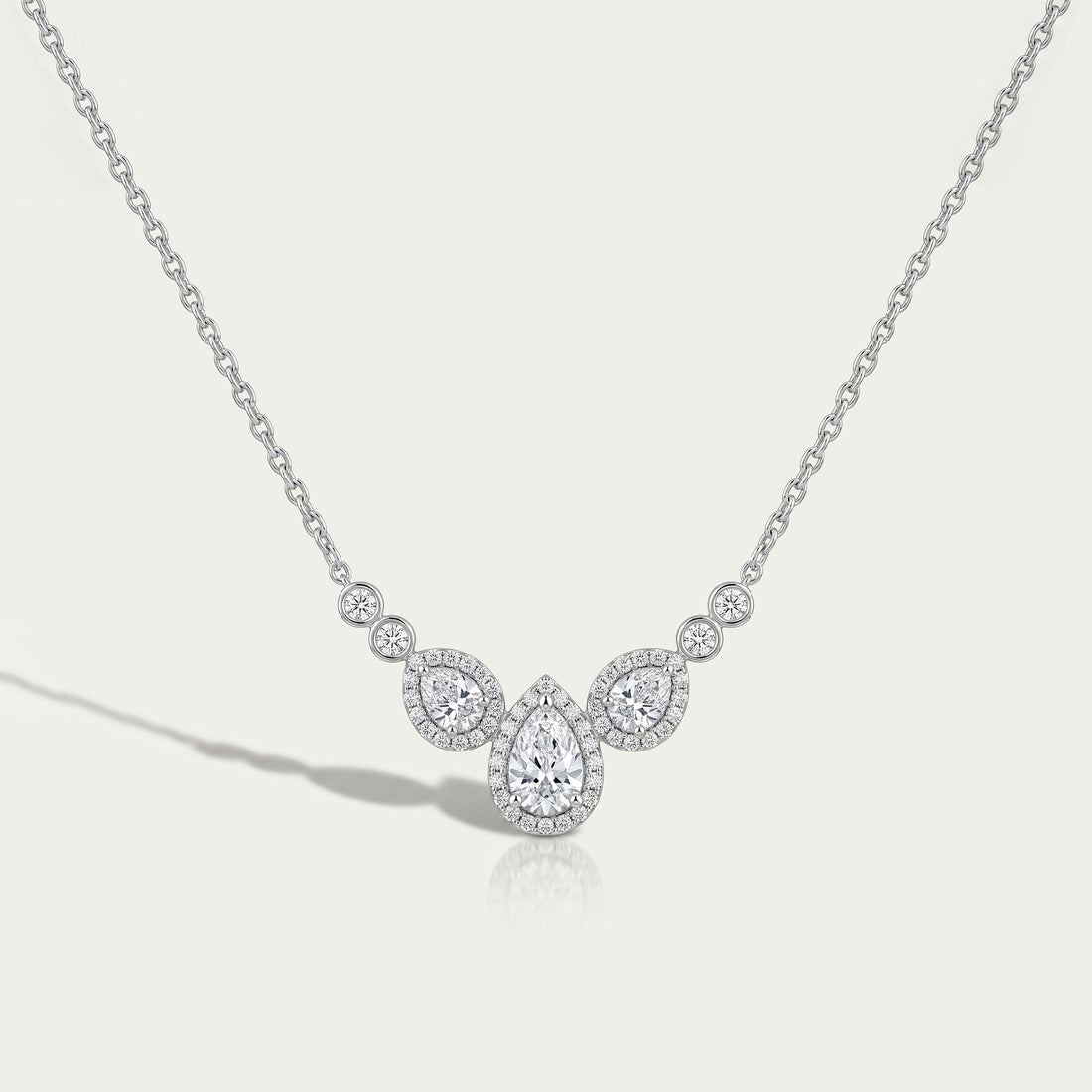 Pear Cut Halo Teardrop Chain Necklace Necklaces