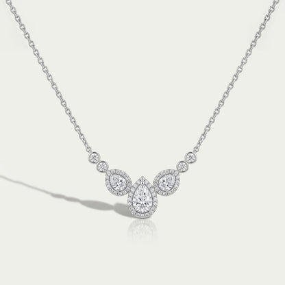 Pear Cut Halo Teardrop Chain Necklace Necklaces