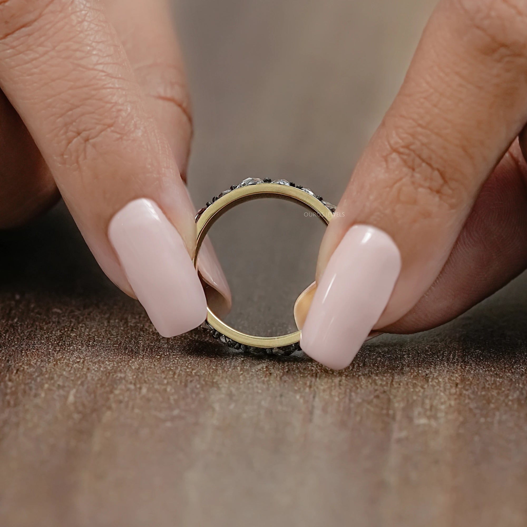 Rose Cut Diamond Eternity Wedding Band Rings