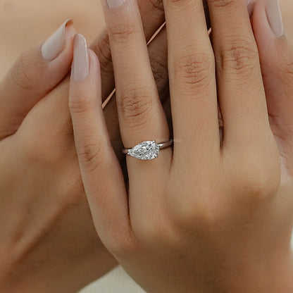 Bezel Set Pear Shaped Diamond Ring
