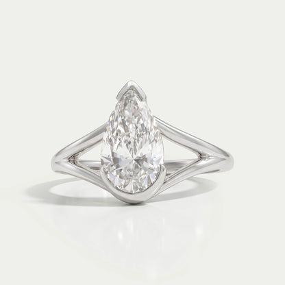 Pear Diamond Solitaire Split Shank Engagement Ring Ring