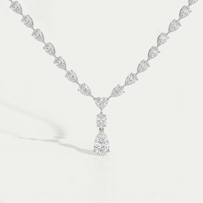 Pear And Heart Lab Diamond Lariat Drop Necklace
