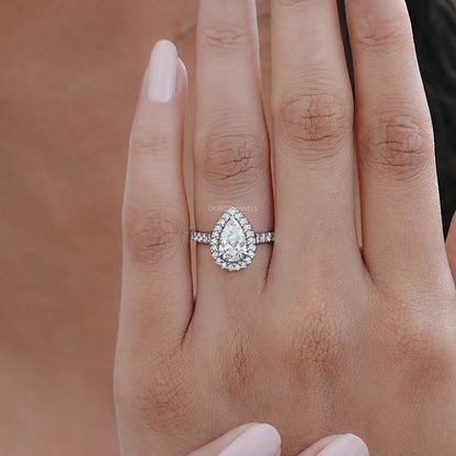Pear Lab Diamond Halo Eternity Wedding Ring Ring