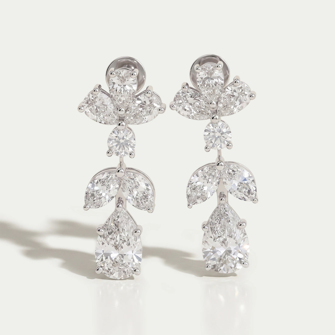 Pear And Marquise Cut Lab Grown Diamond Drop Earrings