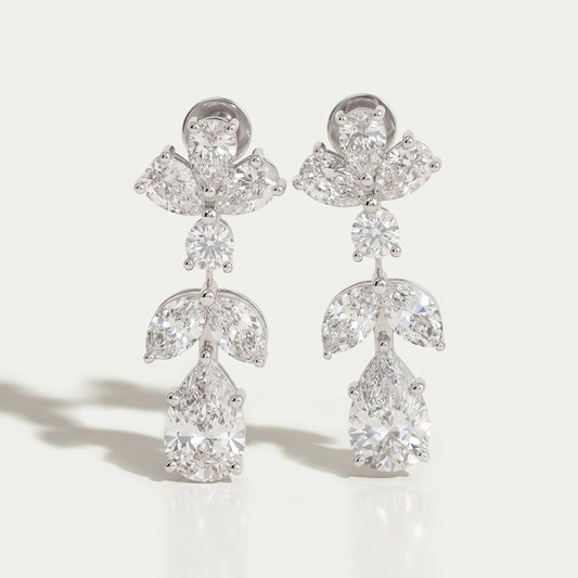 Pear And Marquise Cut Lab Grown Diamond Drop Earrings
