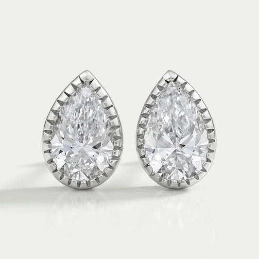 Lab Grown Pear Cut Diamond Milgrain Set Earrings Earrings