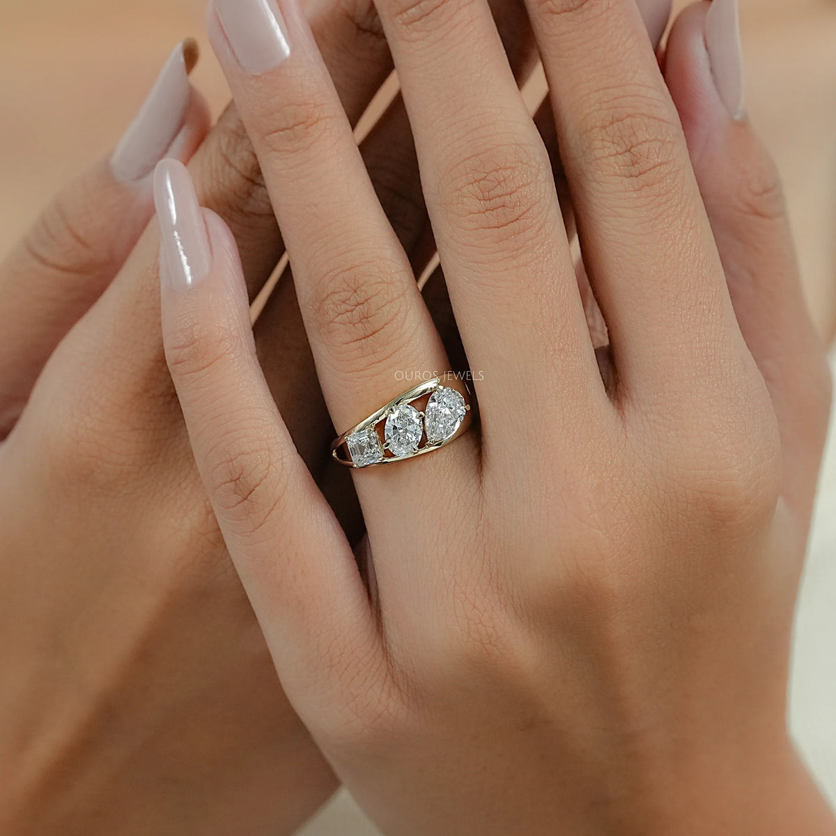 Multi Shape Lab Diamond Three Stone Ring Ring