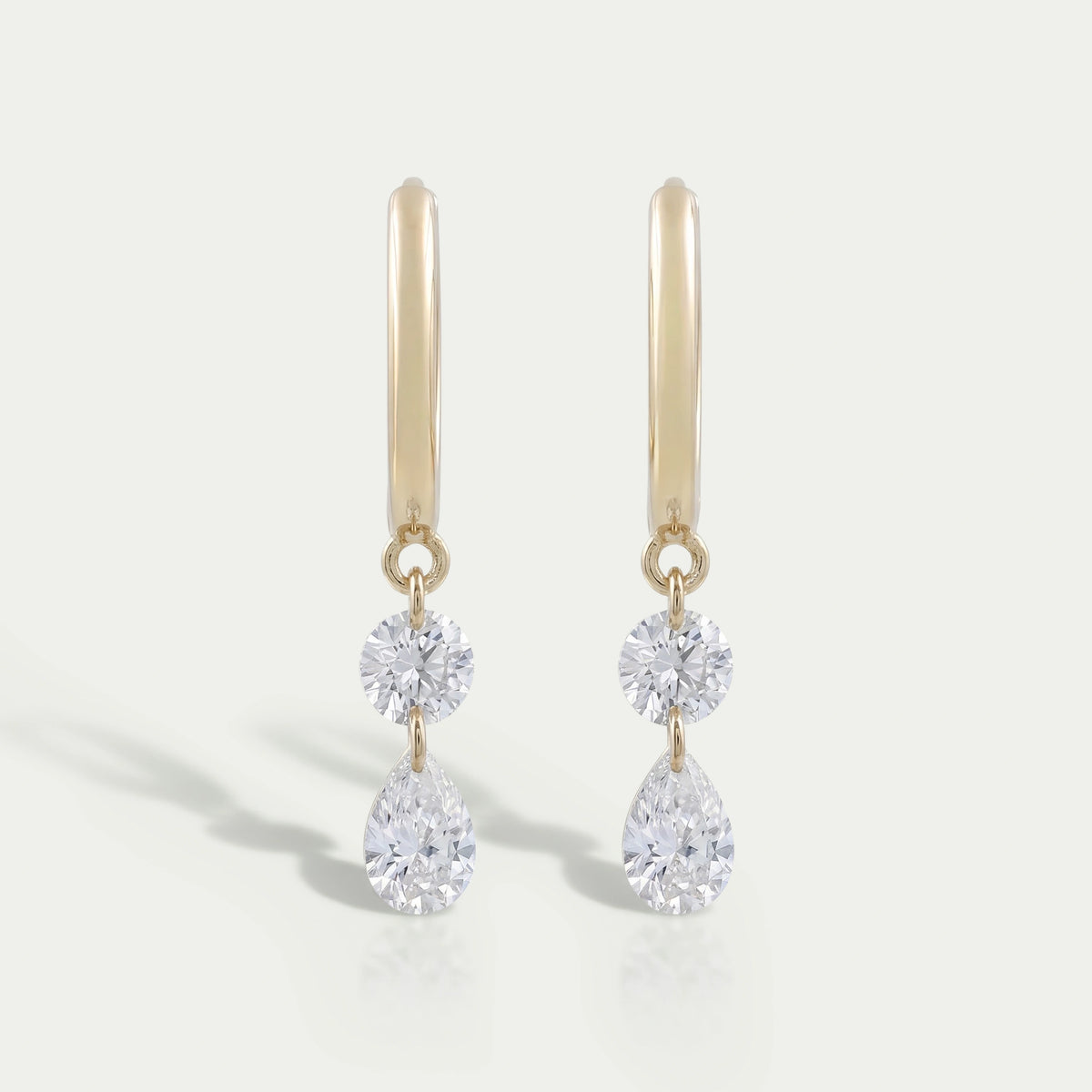 Two Stone Lab Diamond Dangle Hoop Earrings Earring