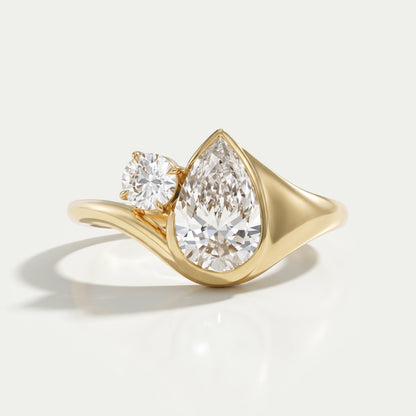 Bezel Set Pear Diamond Toi Et Moi Engagement Ring Ring