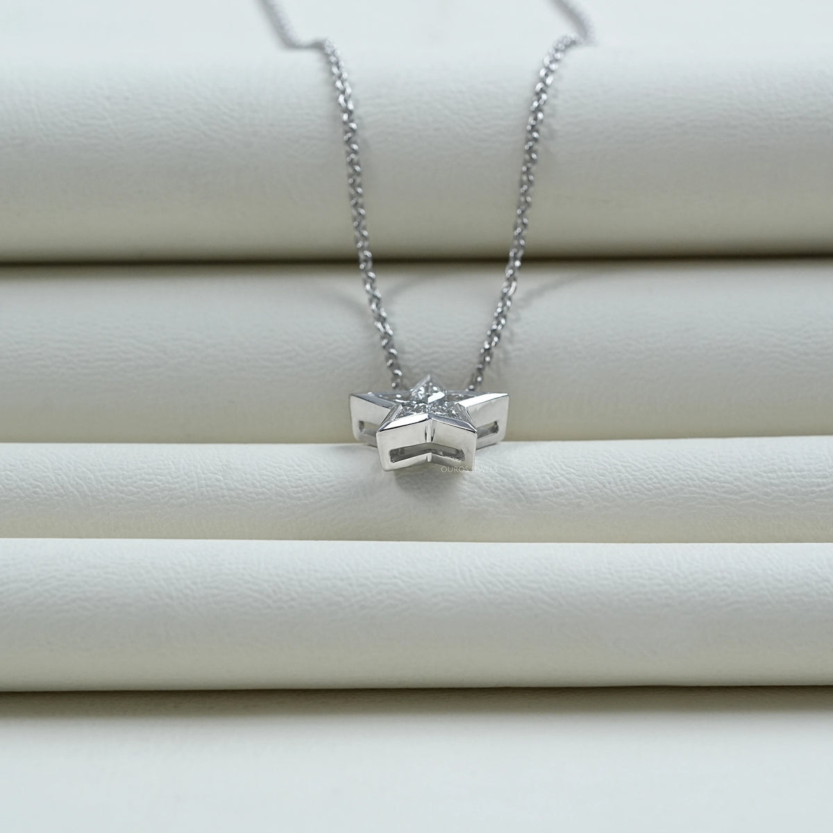Pie Cut Diamond Star Shape Pendant Necklaces