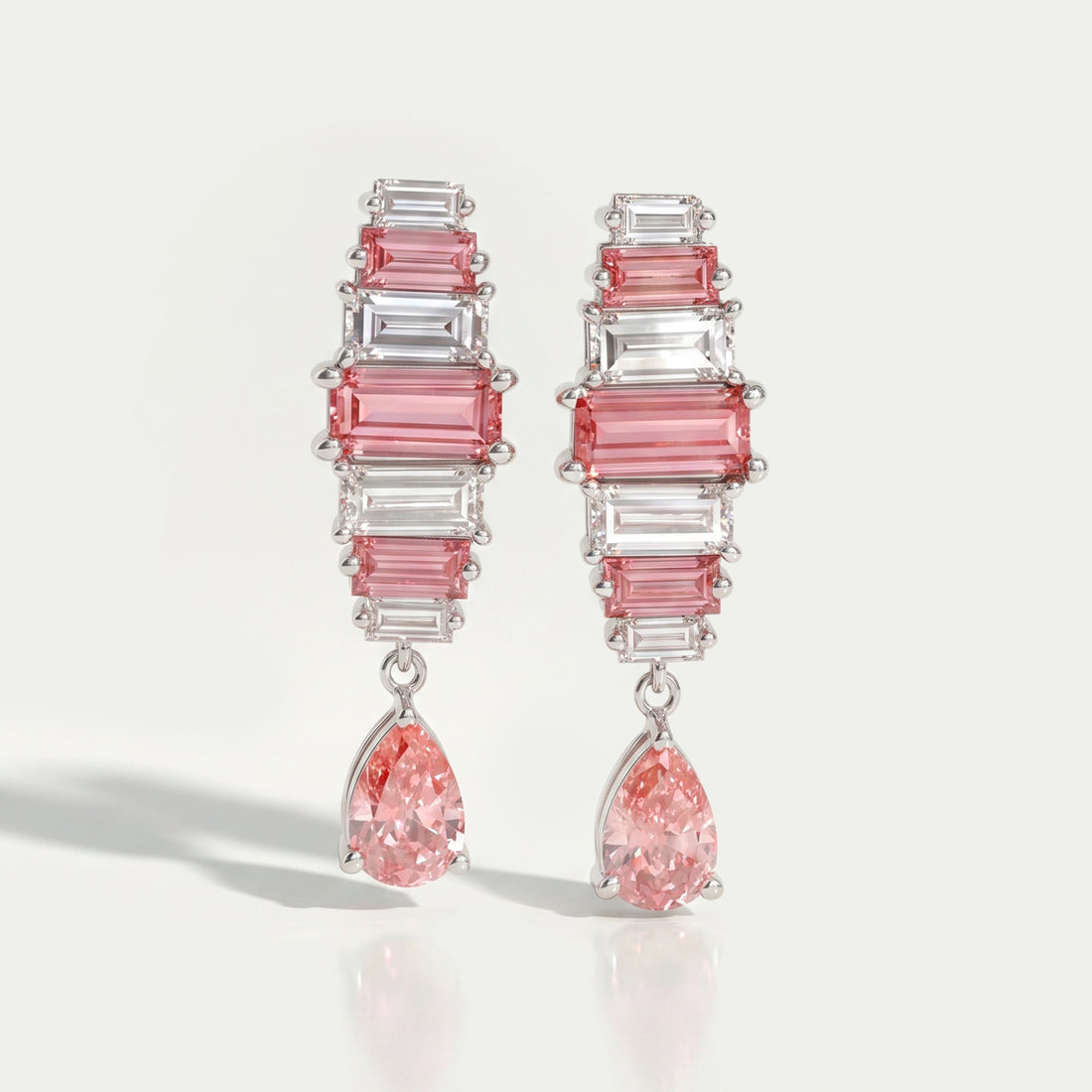 Pink Baguette Attentive Diamond Earrings Earrings