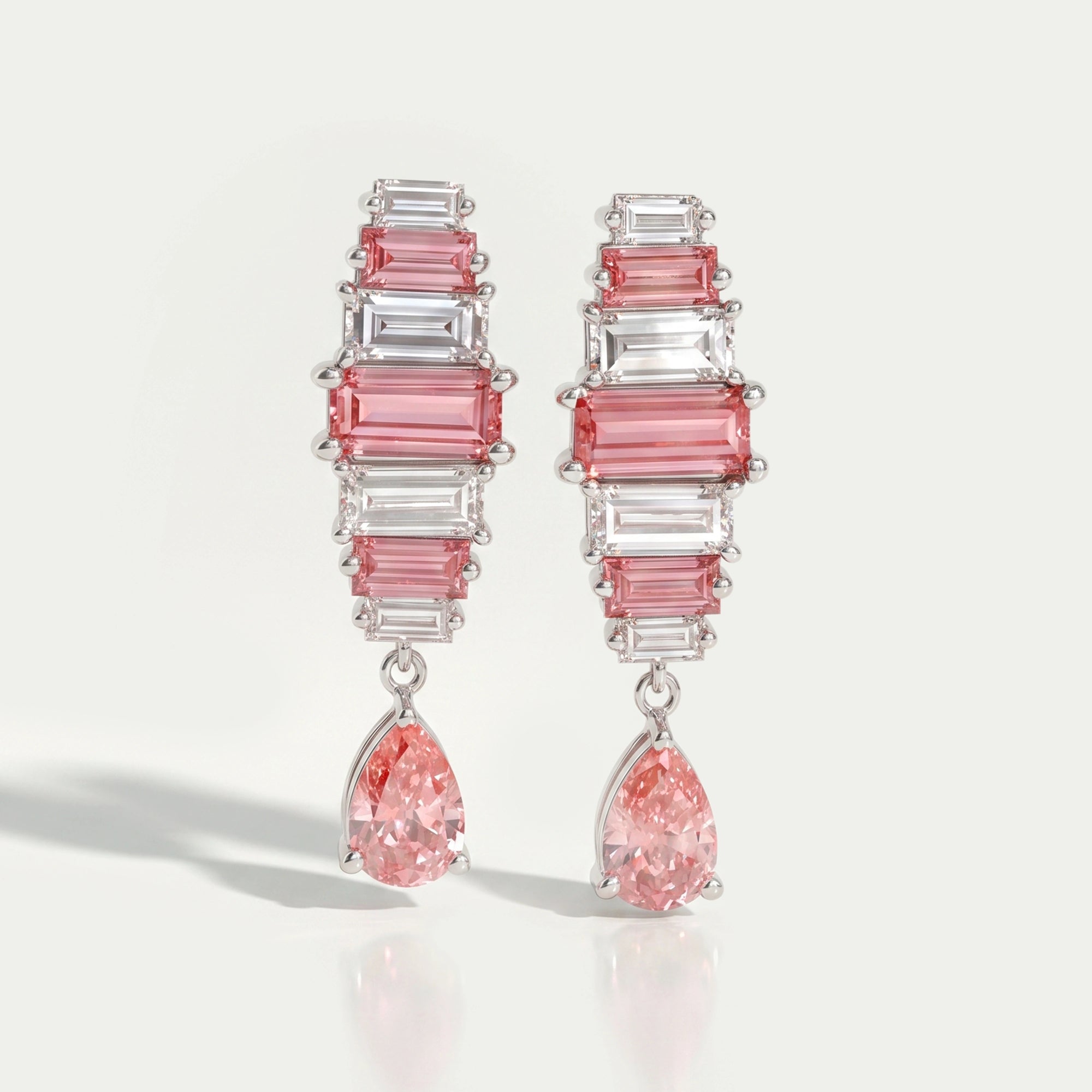 Pink Baguette Attentive Diamond Earrings Earrings