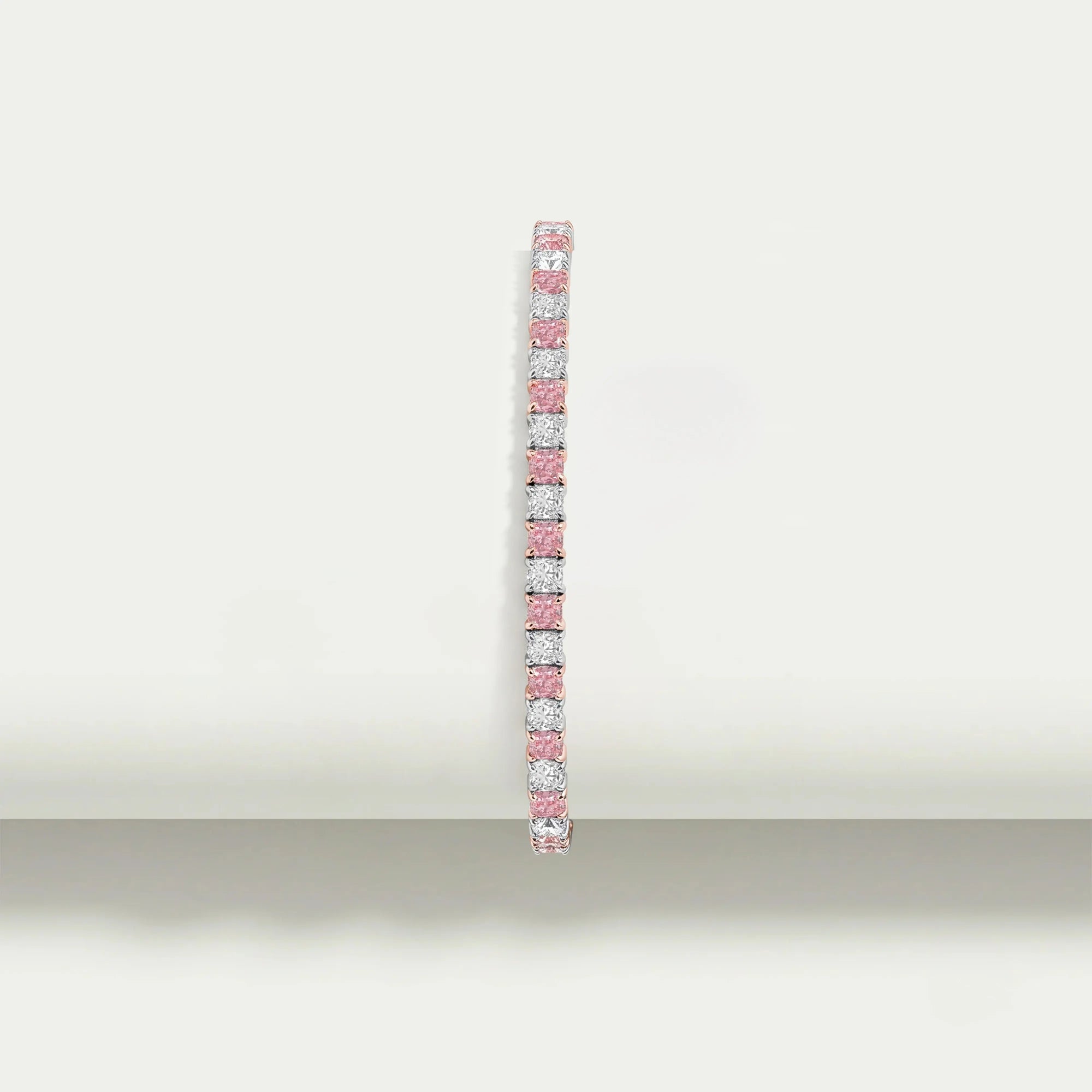 Pink Cushion Cut Lab Grown Diamond Tennis Bracelet