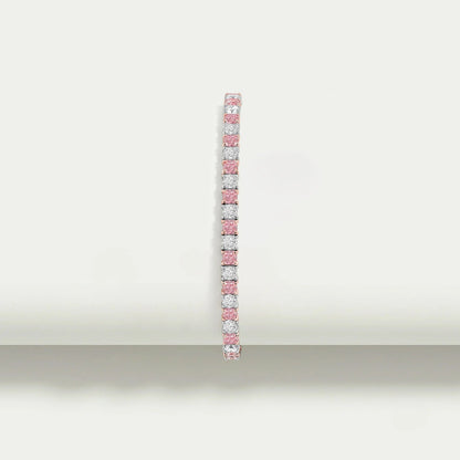 Pink Cushion Cut Lab Grown Diamond Tennis Bracelet