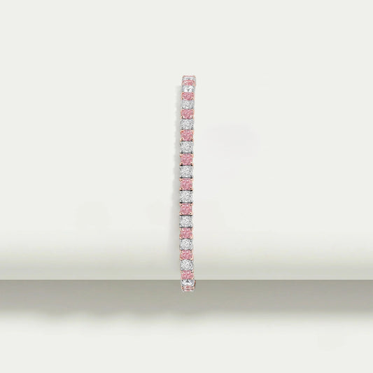 Pink Cushion Cut Lab Grown Diamond Tennis Bracelet