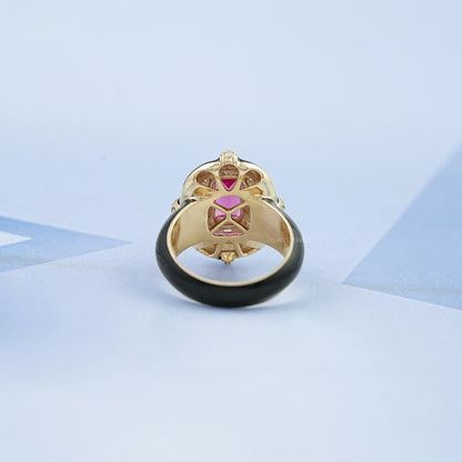Sapphire Baguette With Enamel Cocktail Ring Rings