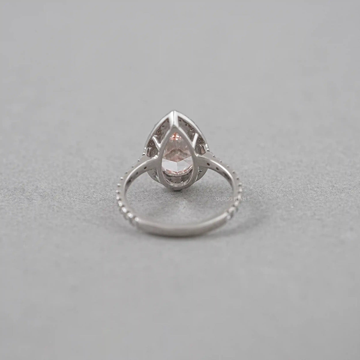 Pink Pear Diamond Halo Anniversary Ring