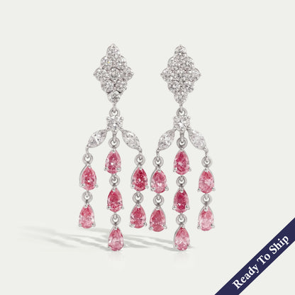 Pink Pear Lab Diamond Chandelier Earrings Earrings