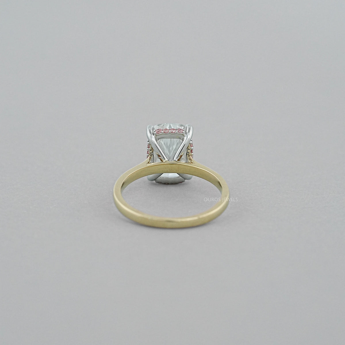 Cushion Lab Diamond Pink Hidden Halo Solitaire Ring Rings