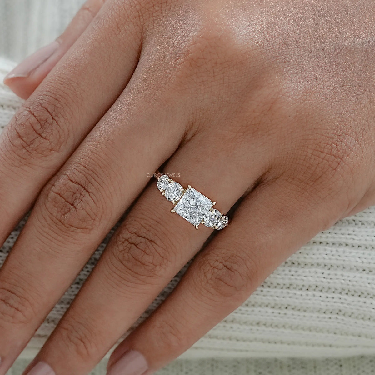 Five Stone Princess Lab Diamond Engagement Ring Rings