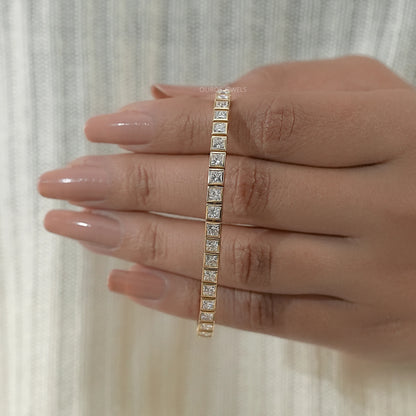 Princess Cut Lab Grown Diamond Tennis Bracelet Bracelet