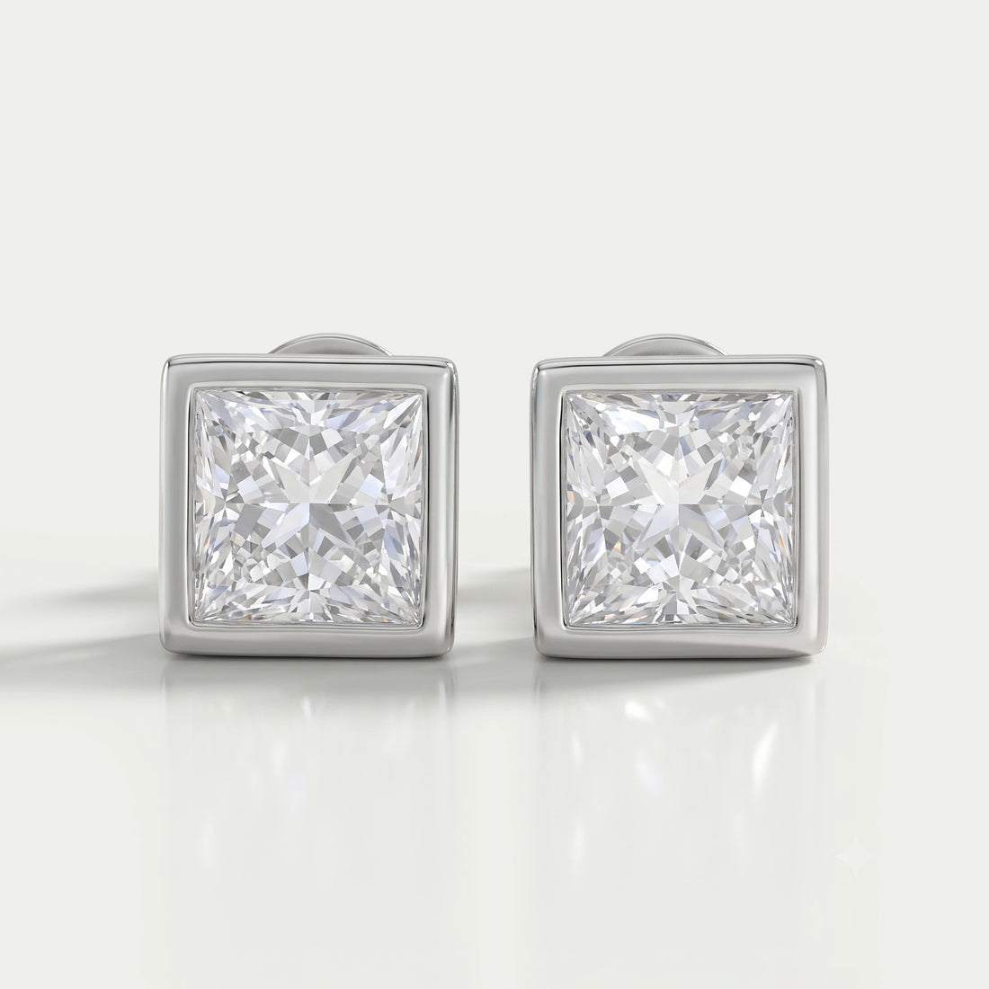 Princess Lab Diamond Bezel Stud Earrings Earrings