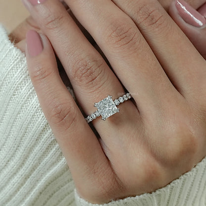 Euro Shank Hidden Halo Diamond Engagement Ring Ring