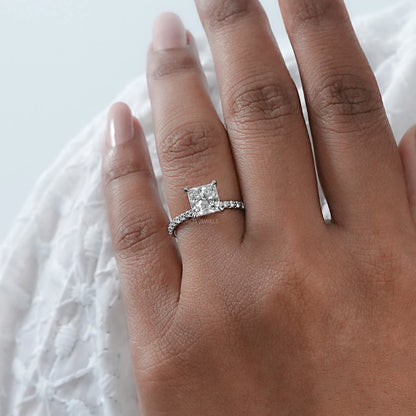 Princess Diamond Solitaire Accent Engagement Ring Rings