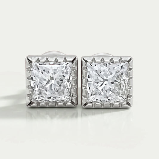 Milgrain Set Princess Lab Grown Diamond Stud Earrings Earrings