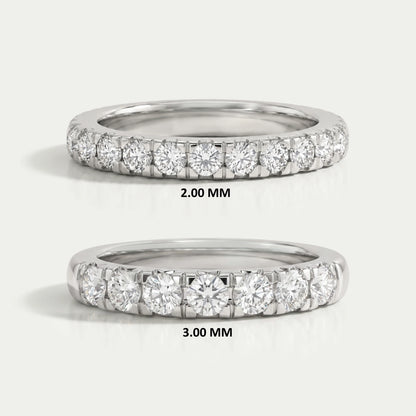 Round Cut Lab Diamond Half Eternity Wedding Band