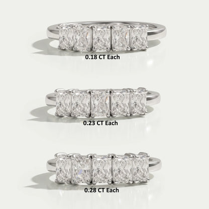 Radiant Cut Lab Grown Diamond Ring In Five Stone 