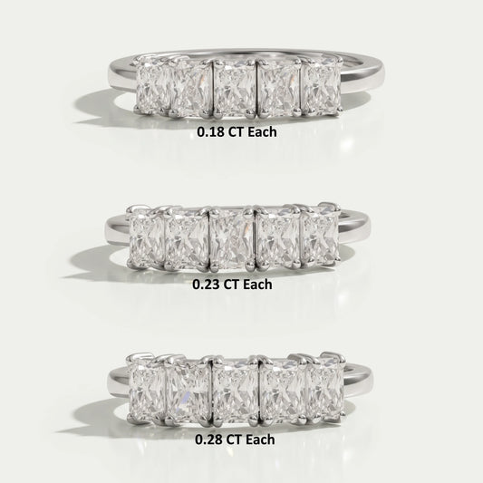 Radiant Cut Lab Grown Diamond Ring In Five Stone 