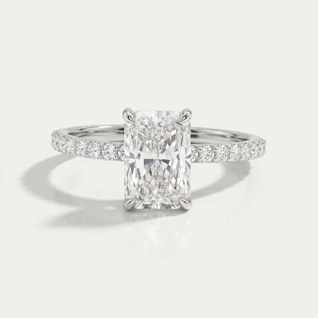 Radiant Cut Solitaire Accent Diamond Engagement Ring Rings
