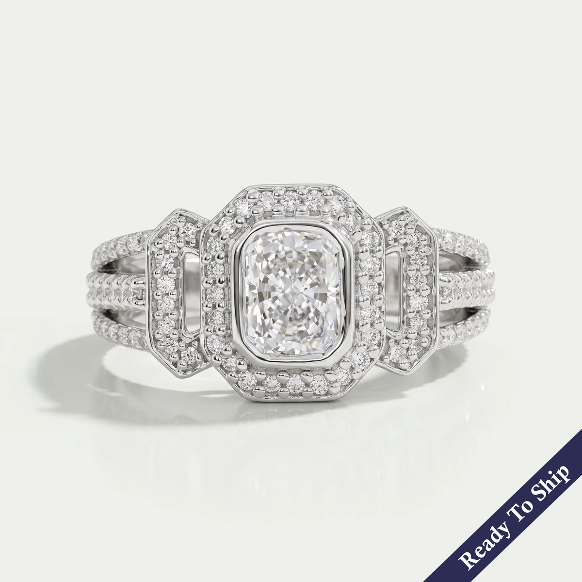 Radiant Cut Cluster Diamond Engagement Ring