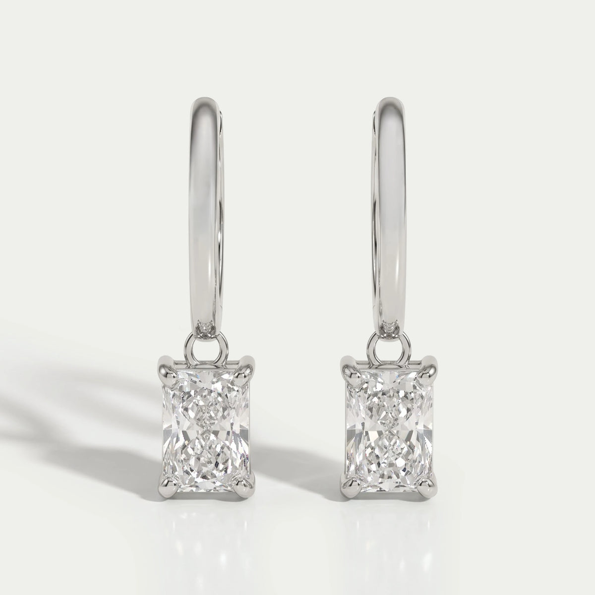 Radiant Cut Lab Diamond Dangle Hoop Earrings