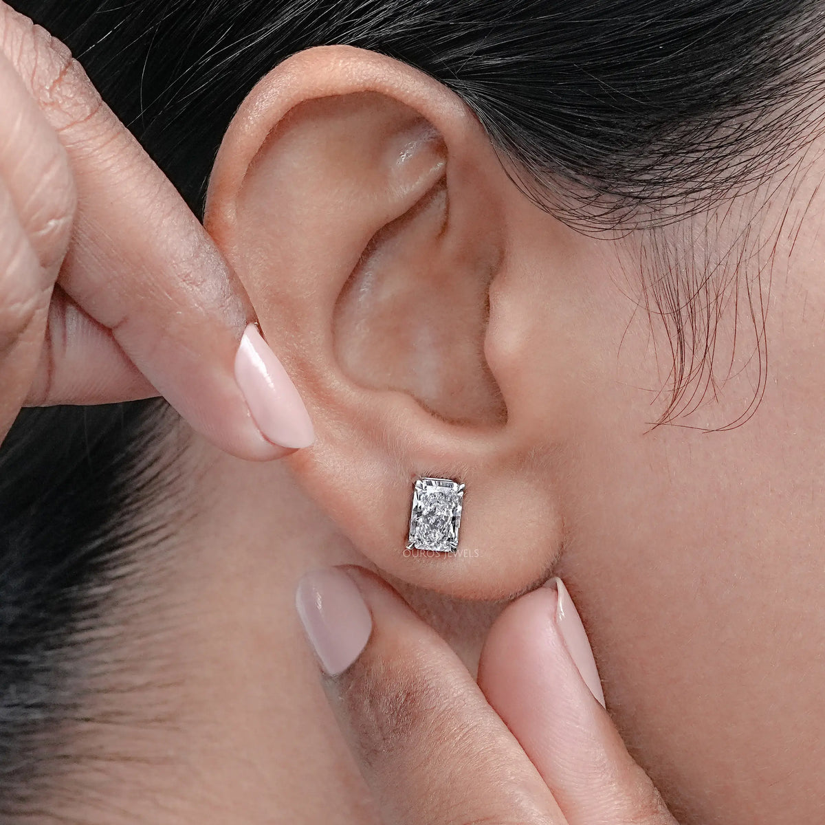 IGI Certified Radiant Cut Lab Grown Diamond Stud Earrings
