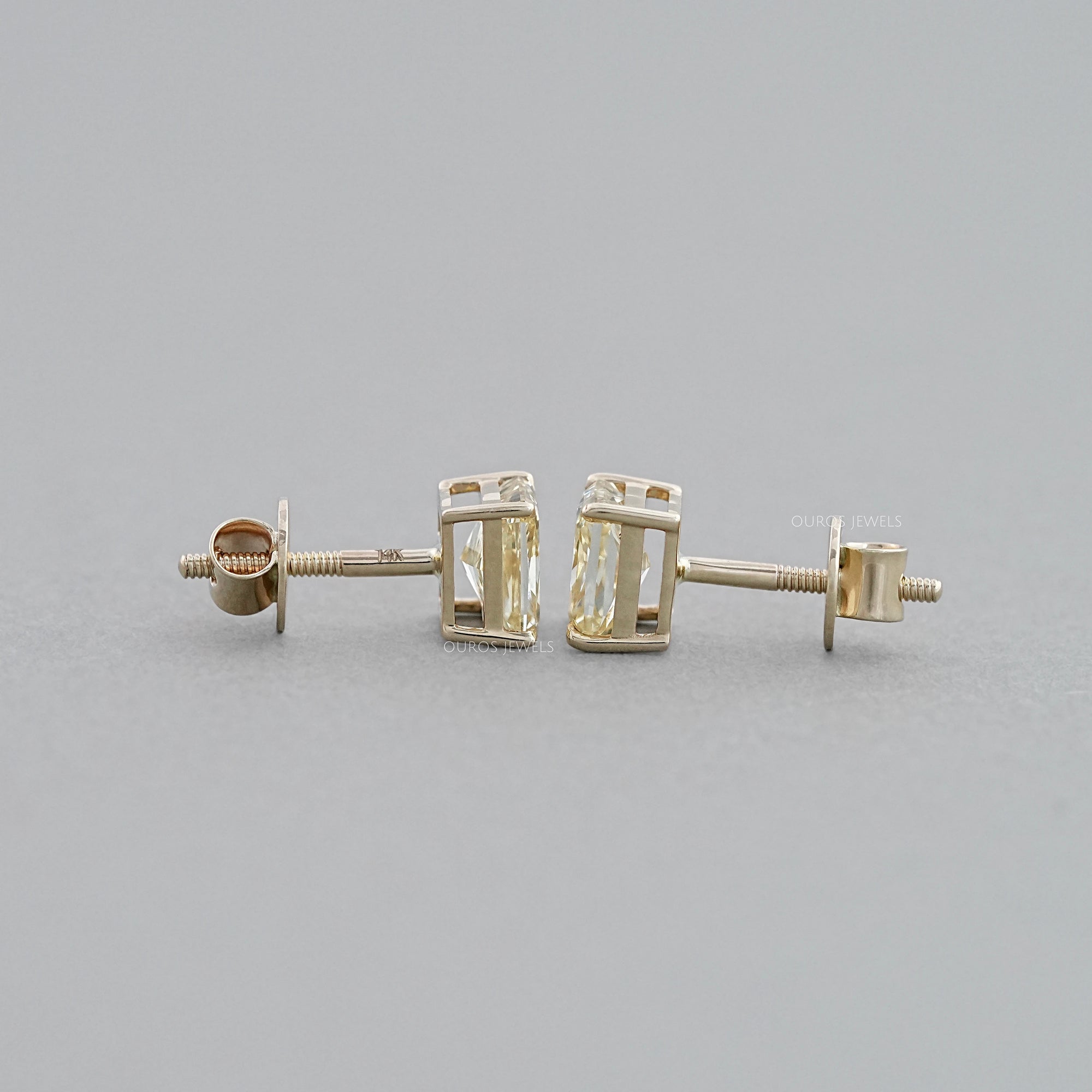 Yellow Radiant Lab Diamond Stud Earrings Earrings