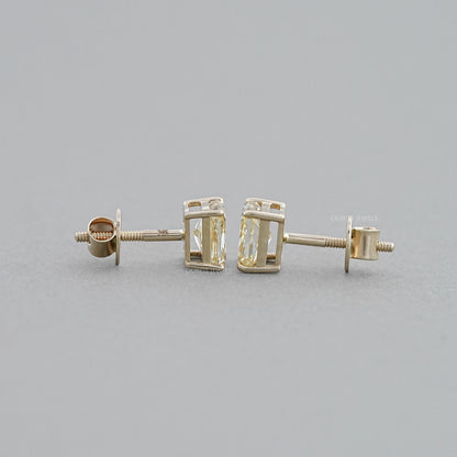 Yellow Radiant Lab Diamond Stud Earrings Earrings