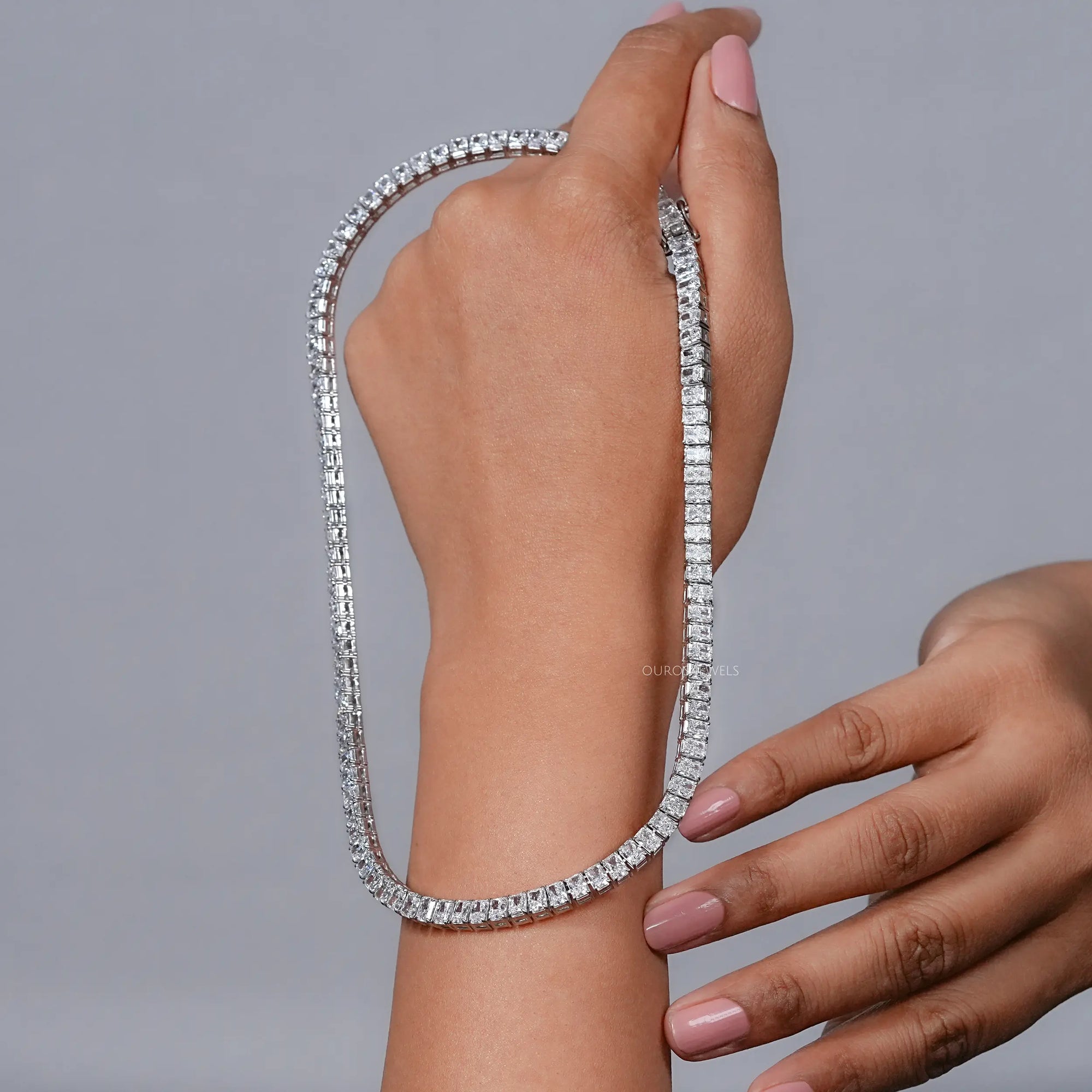 Radiant Cut Lab Diamond Tennis Necklace Necklaces