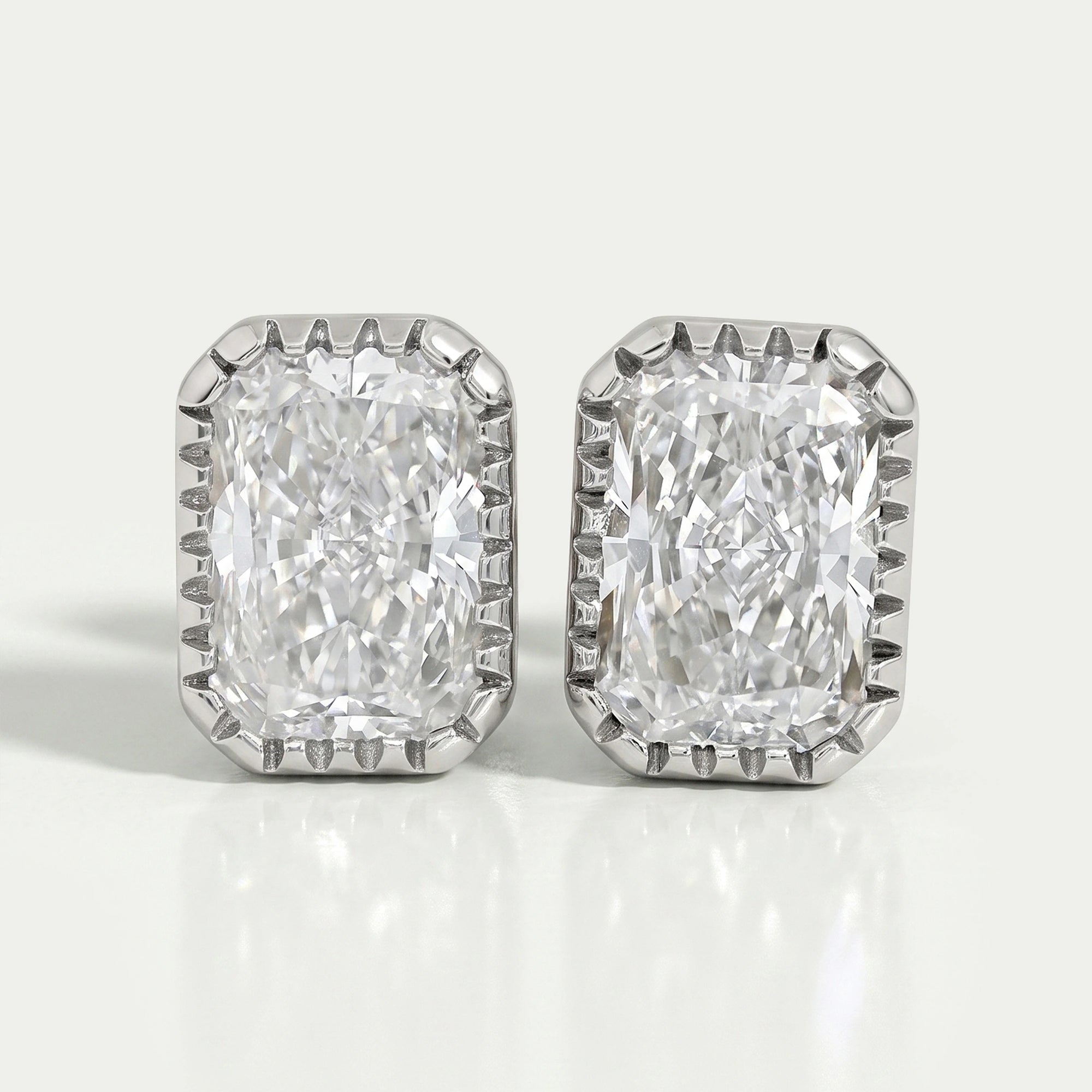 Radiant Lab Diamond Milgrain Set Stud Earrings Earrings