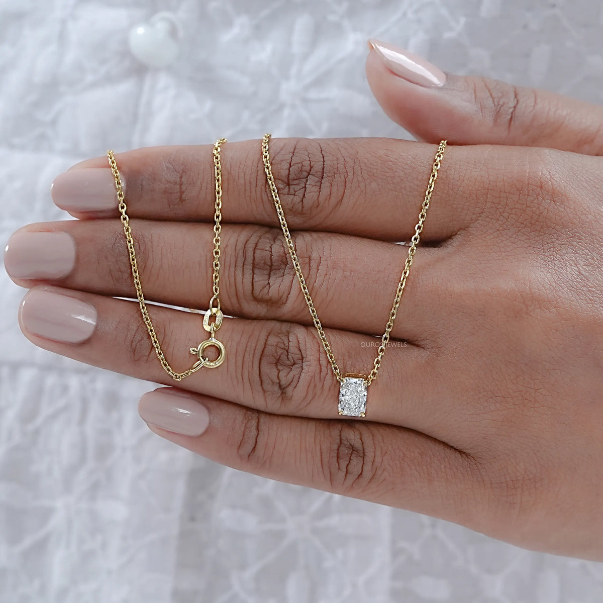 Radiant Lab Grown Diamond Solitaire Pendant Necklaces