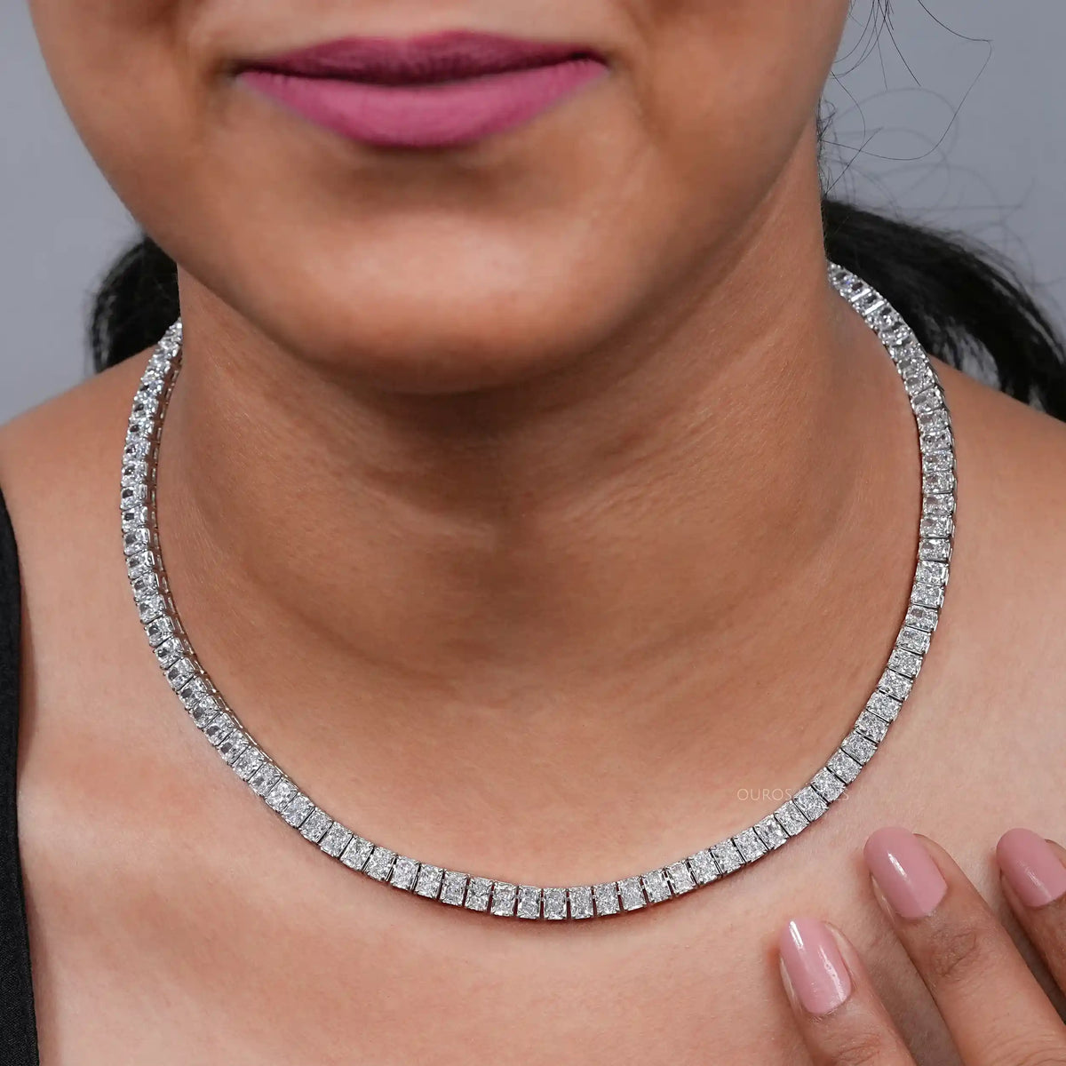 Radiant Cut Lab Diamond Tennis Necklace Necklaces